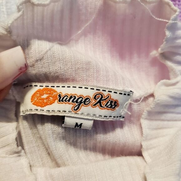 Orange Kiss ribbed white crop turtleneck size medium juniors - Picture 5 of 7